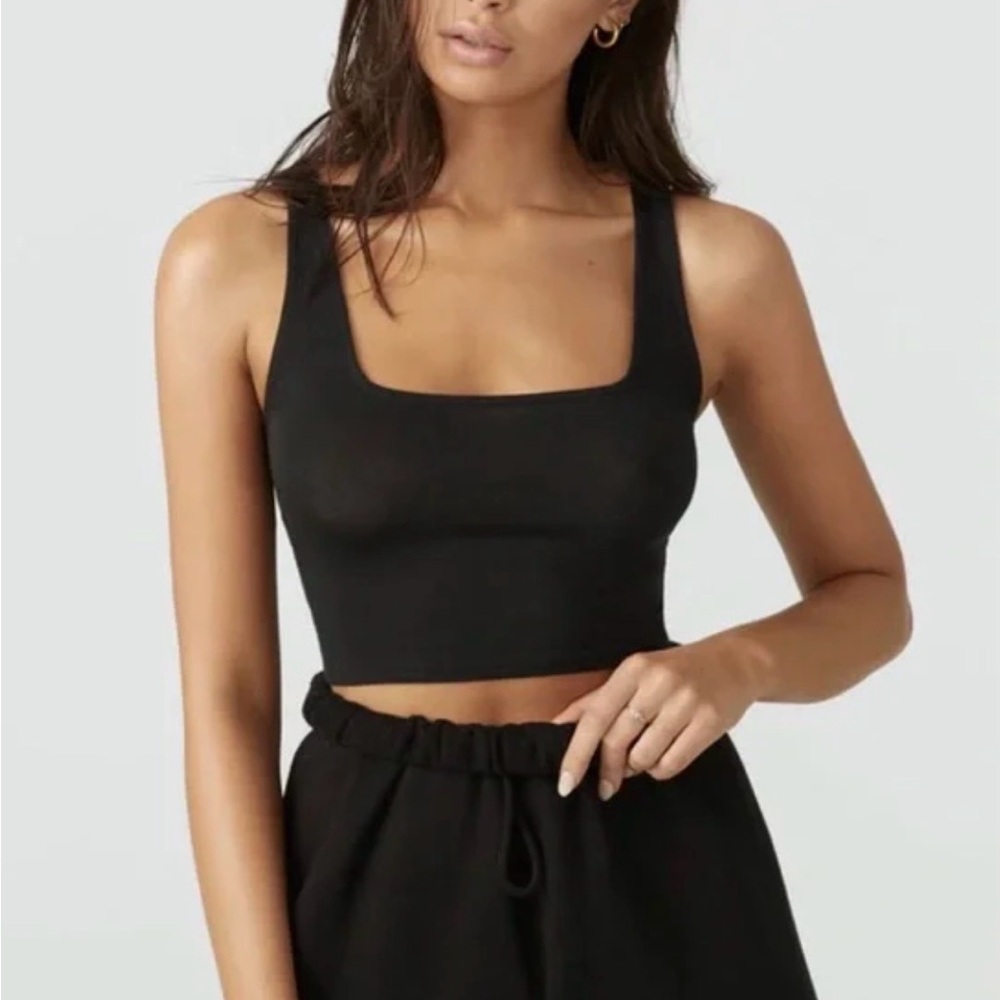 Joah Brown Square Neck Crop Tank - Size S/M